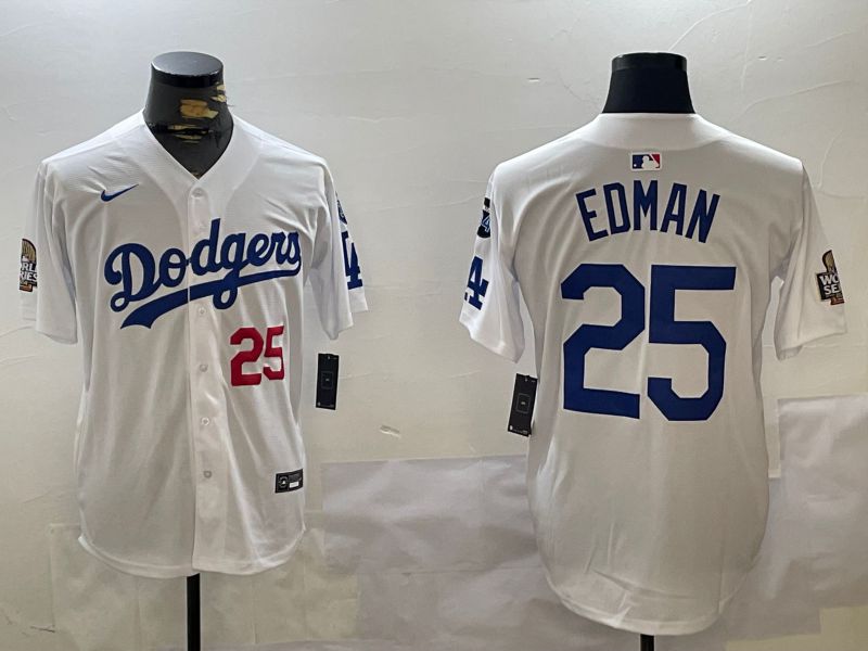 Men Los Angeles Dodgers #25 Edman White Game 2024 Nike MLB Jersey style 112010